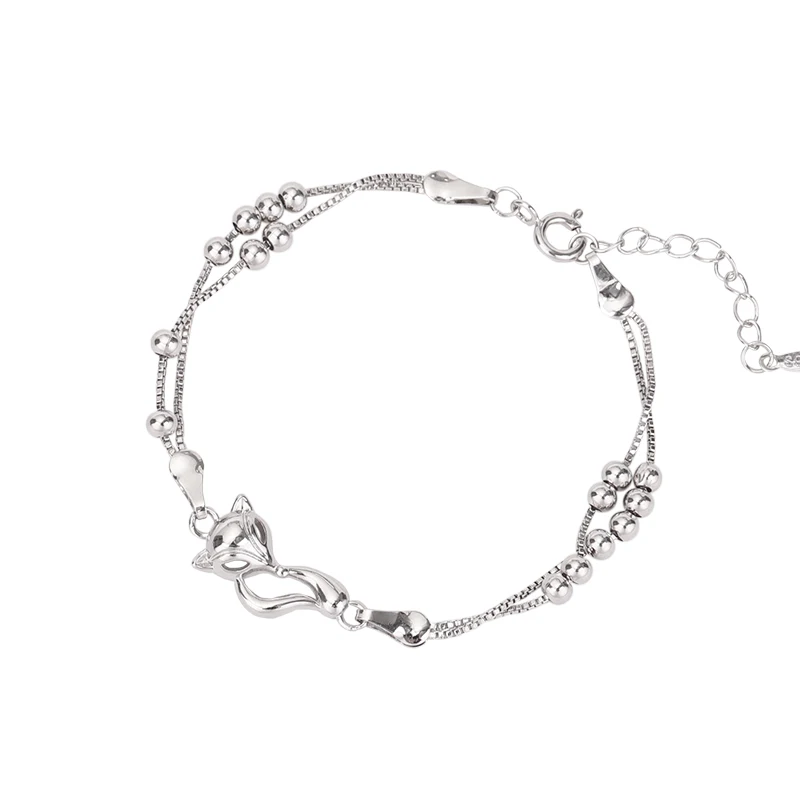 925 Sterling Silver fox Bracelet Ins Niche Design 2023 New Simple Personality Couple Hand Decoration Female Students Gift