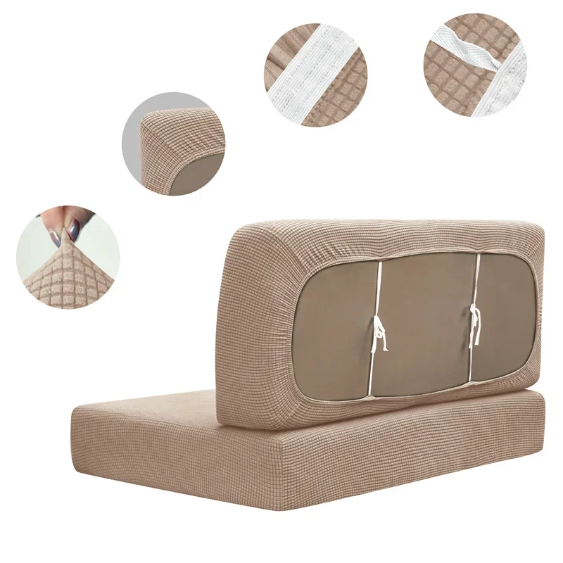 4pcs/set Elastic RV Dinette Cushion Covers Polar Fleece Loveseat Sofa Slipcovers Anti-Slip Camper Car Bench Backrest Covers 4