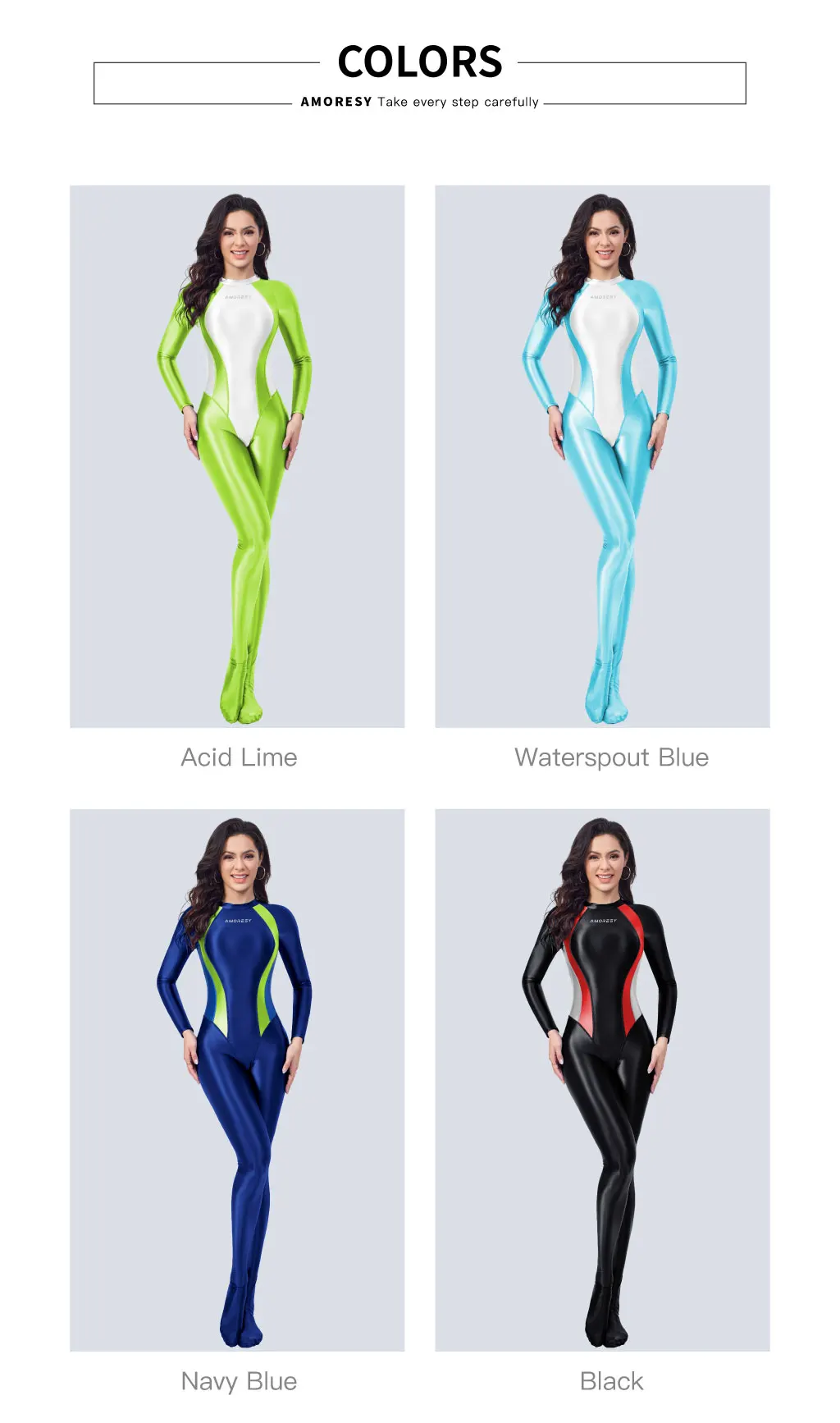 AMORESY Womens Wetlook Catsuit Leotard Jumpsuit Image 2