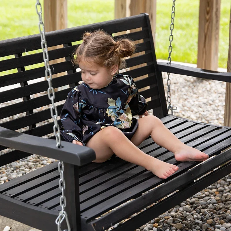 AP Satin Garden Collection Autumn Girls Blue Floral Dress Sweet Kids Flounce Clothing Set Baby Cute Romper Cardigan, #7705