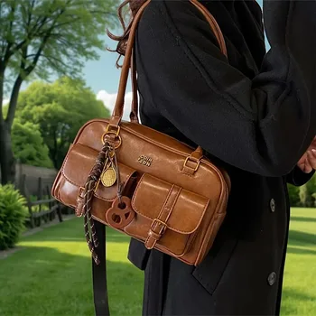حقيبة كتف نسائية متعددة الجيوب مع أجهزة وحروف ذهبية اللون، محفظة حقيبة يد أنيقة للسفر والعمل والتسوق والتواريخ 3