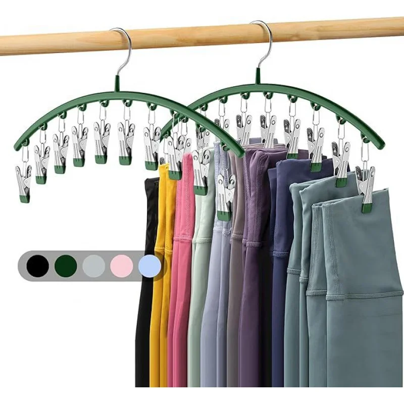 Yoga Pants Hanger, 1/2/4 Counts Space Saving Organizer Storage Hanger with 10 Clips, Durable Clothes Hanger, Clothes Organizer f 5