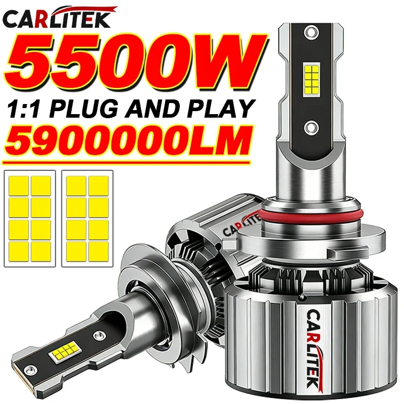 CARLITEK LED Headlight Bulbs H4 H7 H11 H8, High Power 6500K Canbus 5500W H9 9005 9006 HB3 HB4 9012 HIR2