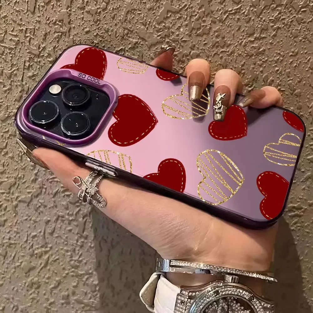 Red Love Heart Luxury Silver IMD Phone Case Cover s