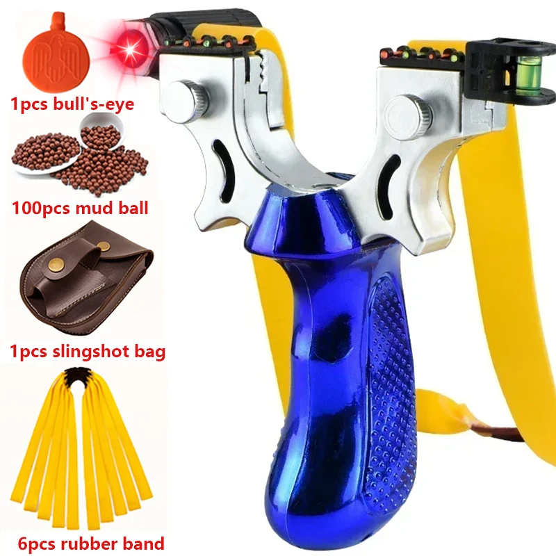 Laser Sight Laser Aiming Slingshot Powerful Outdoor Hunting Competition Slingshot Resin Material Use Flat Rubber Band 4 Colors