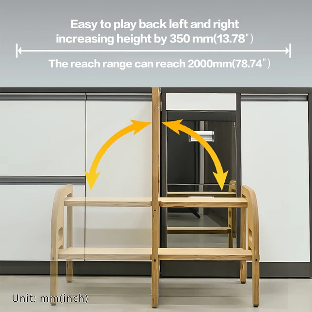 บันไดพับได้บางเฉียบสำหรับจัดเก็บในตู้ครัว น้ำหนักเบา กันลื่น ใช้ในครัวเรือน ดีไซน์อเนกประสงค์ ใช้ได้ทั้งซ้ายและขวา 4
