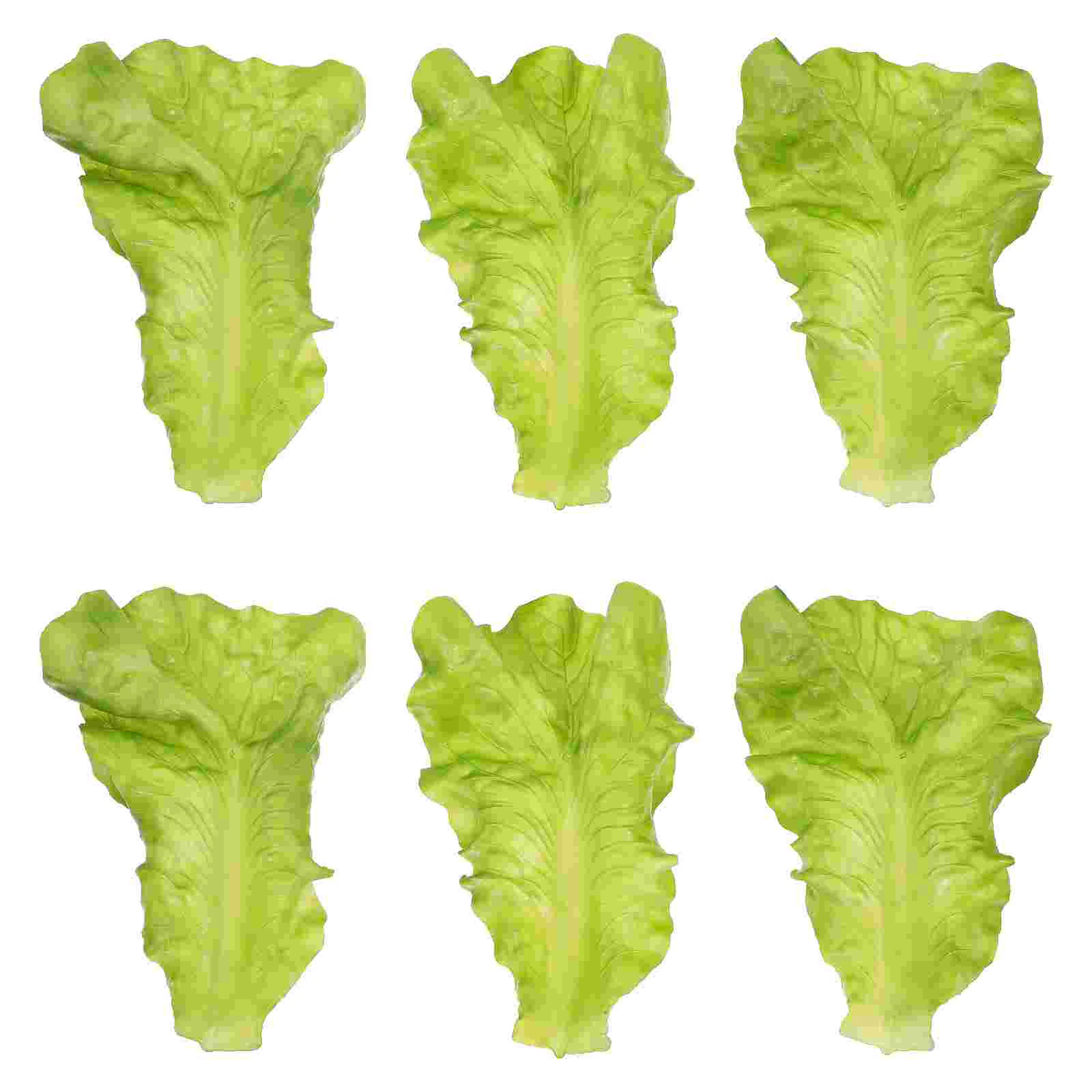 6pcs Simulation Green Lettuce Leaves PVC Food Decoration Fake Vegetable Models | Дом и сад
