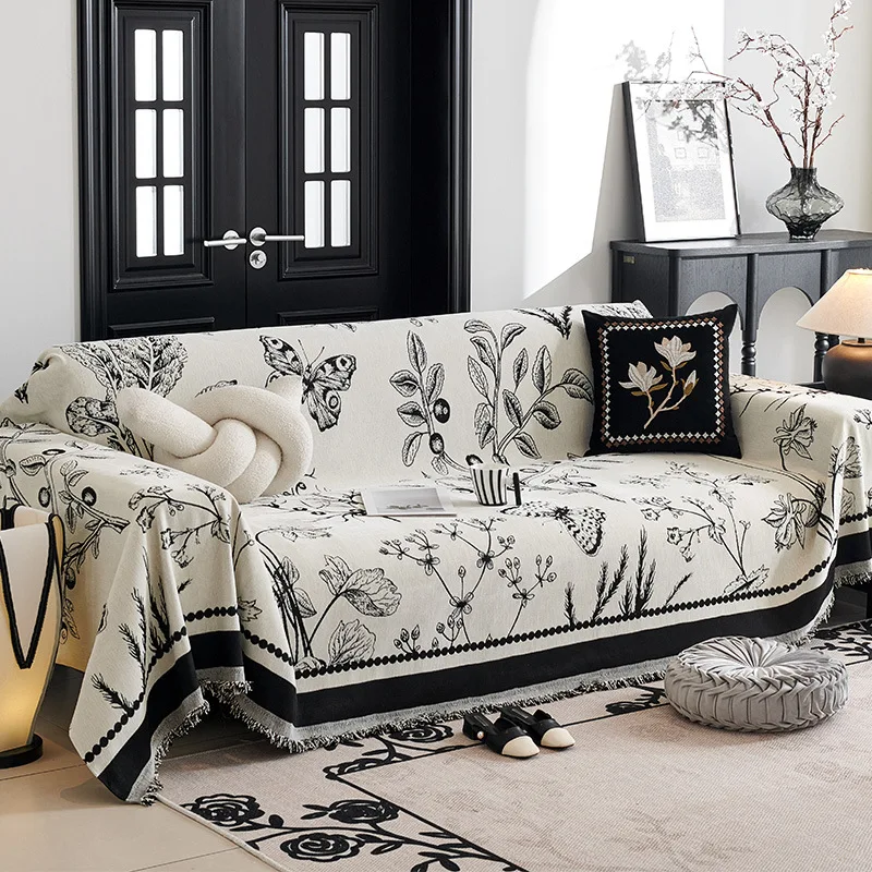 Bohemia Sofa Blanket Chenille Fabric Sofa Covers Four Seasons Universal Tassel Throw Blankets Anti-cat Scratch Towel Protector 6