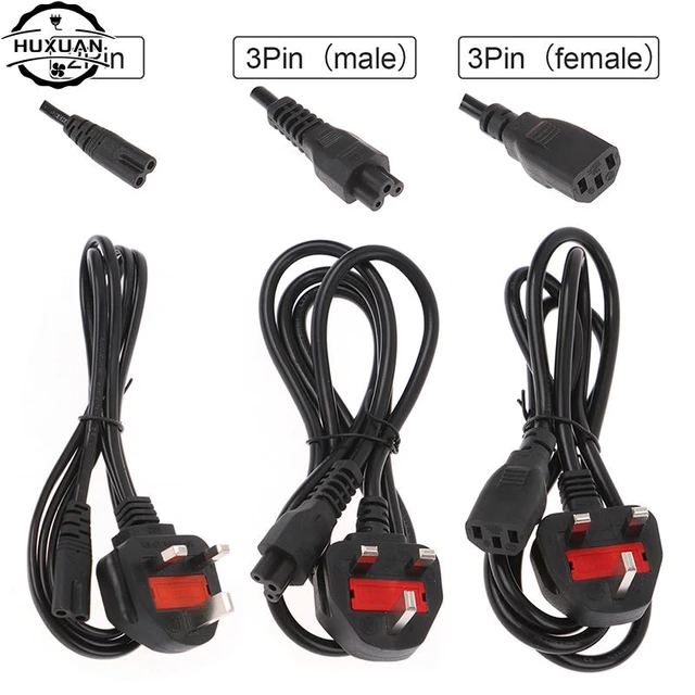 UK Plug 2Pin 3Pin Power Cord Cable Laptop AC Adapter Lead 2 Pin