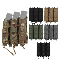 Tiger Type Long Triple Mag Pouch Molle Magazine Carrier for Flashlight Pistol Extended Mag UMP9 UMP40 UMP45 MP5 MP9 MP10 MPX 1