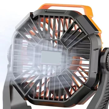 Camping Fan with LED Light Battery Operated Portable Desk Fan 90°Head Rotation Quiet Tent Fan 5200mAh for Outdoor Travel Hiking 6