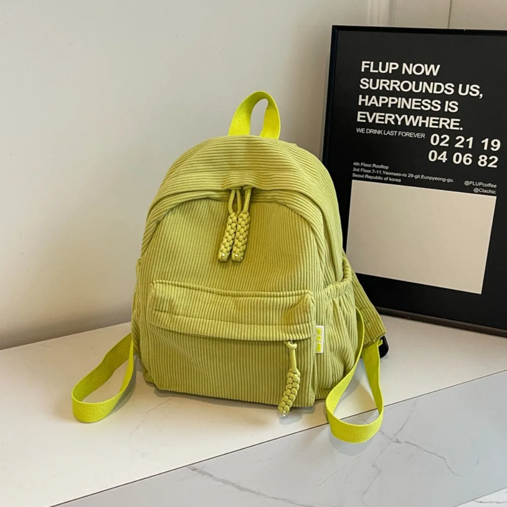 Travel Bag Daily Use Lightweight Corduroy Backpack Solid Color Practical Small Backpack Japanese Style Casual Travel Bag Women 2