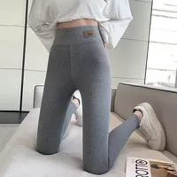 Grey Cotton Bottom Pants Women High Waist Tight Printing Slim Outer Wear Large Size Autumn Pants Soft 1