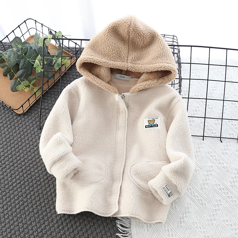IYEAL 아동용 봄 중간 길이 윈드브레이커 재킷 플리스 후드 가디건 가을 겨울 따뜻한 플리스 두꺼운 후드 따뜻한 상의
