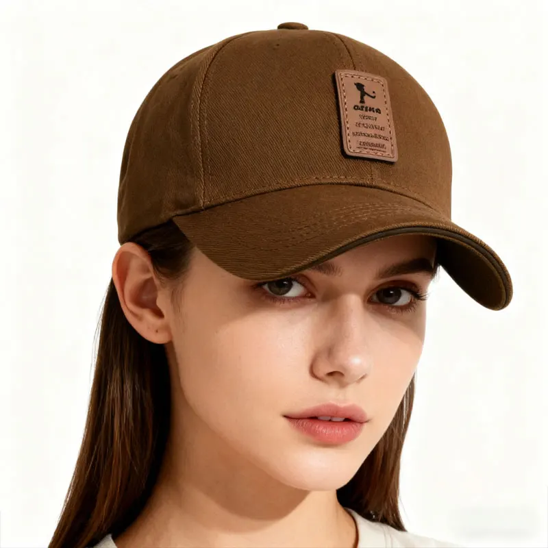 Khaki Vintage Fabric Label Baseball Cap for Men, Trendy and Versatile, Sunshade Duckbill Hat, Casual Soft Top, Flattering for Fa