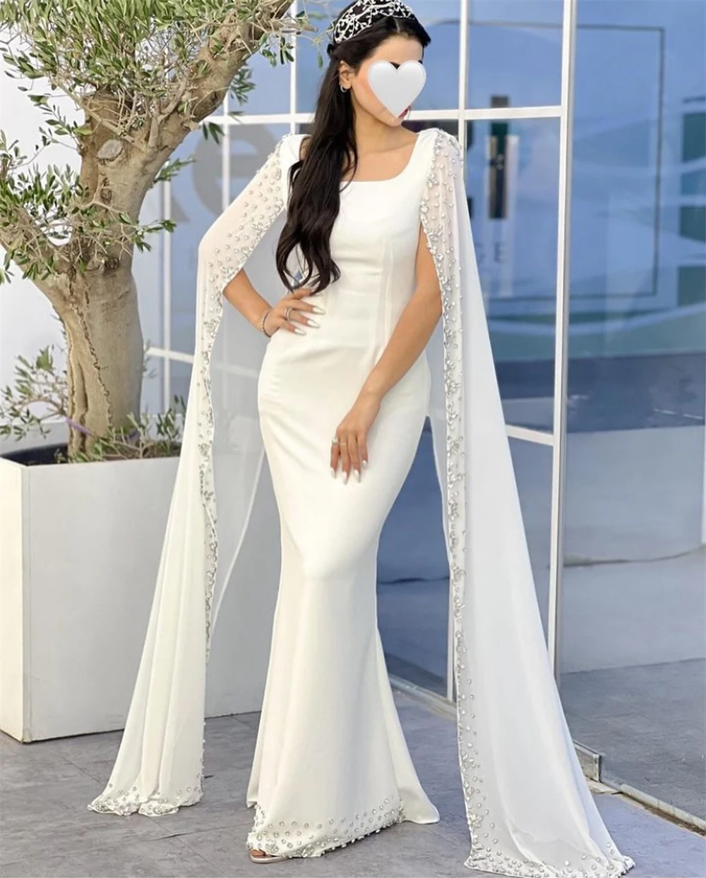 prom dress saudi arabia satin pleat beading celebrity mermaid square collar bespoke occasion dress ankle length Prom Dress Saudi Arabia Satin Beading Valentine's Day Mermaid Square Neck Bespoke Occasion Dress Floor Length