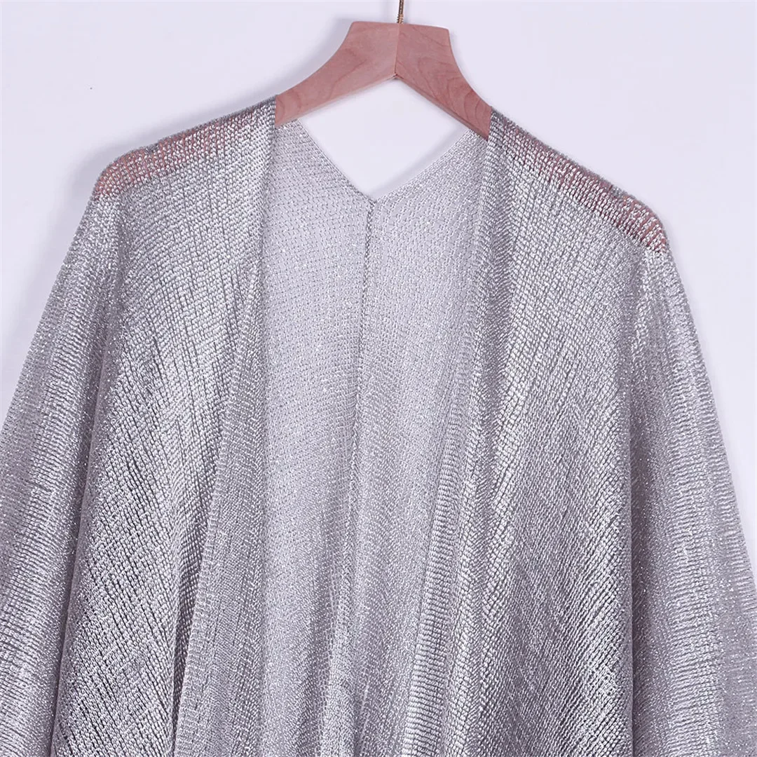 Sexy Fringe Tassel Mesh Sheer Shiny Knitted Tunic Beach Cover Up Cover-ups Beach Dress Beach Wear Beachwear Female Women