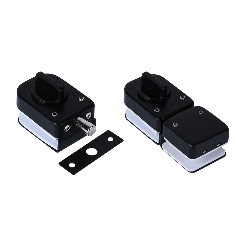 Door Latch Black Glass Door Latches Lock bolt Stainless steel Without drilling for Double single glass door Frameless glass door