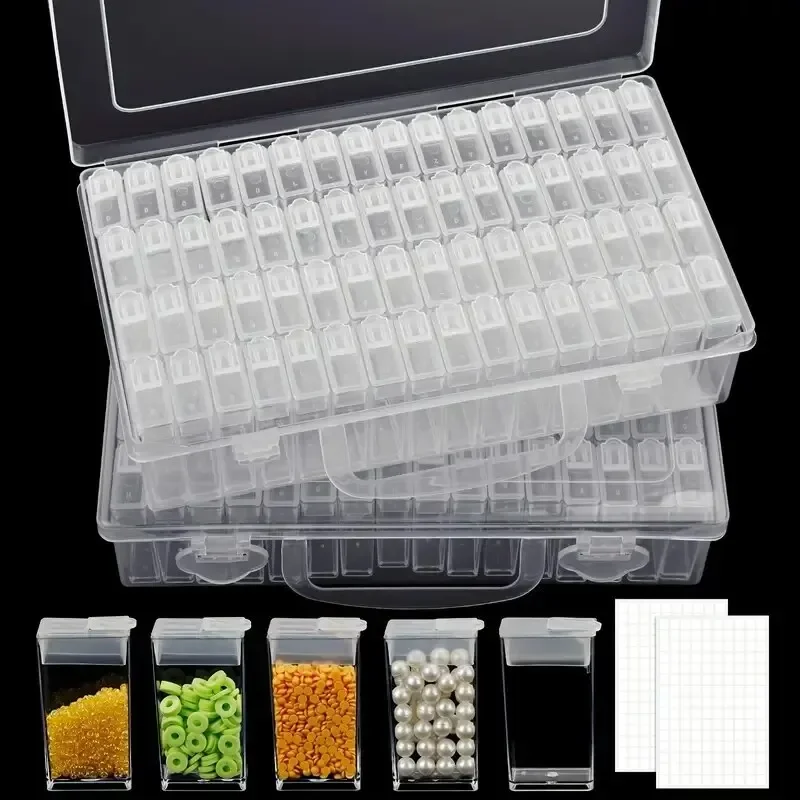 64/32 Compartments Plastic Storage Box Diamond Painting Beads Storage Box DIY Handicrafts Storage Jewellery Box storage box,diamond painting storage box,storage container,plastic storage box,jewelry box