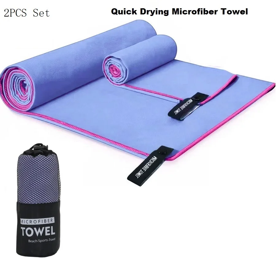 2PC Ultra-Absorbent Quick-Dry Microfiber Towels for Gym, Travel, and Outdoor Adventures