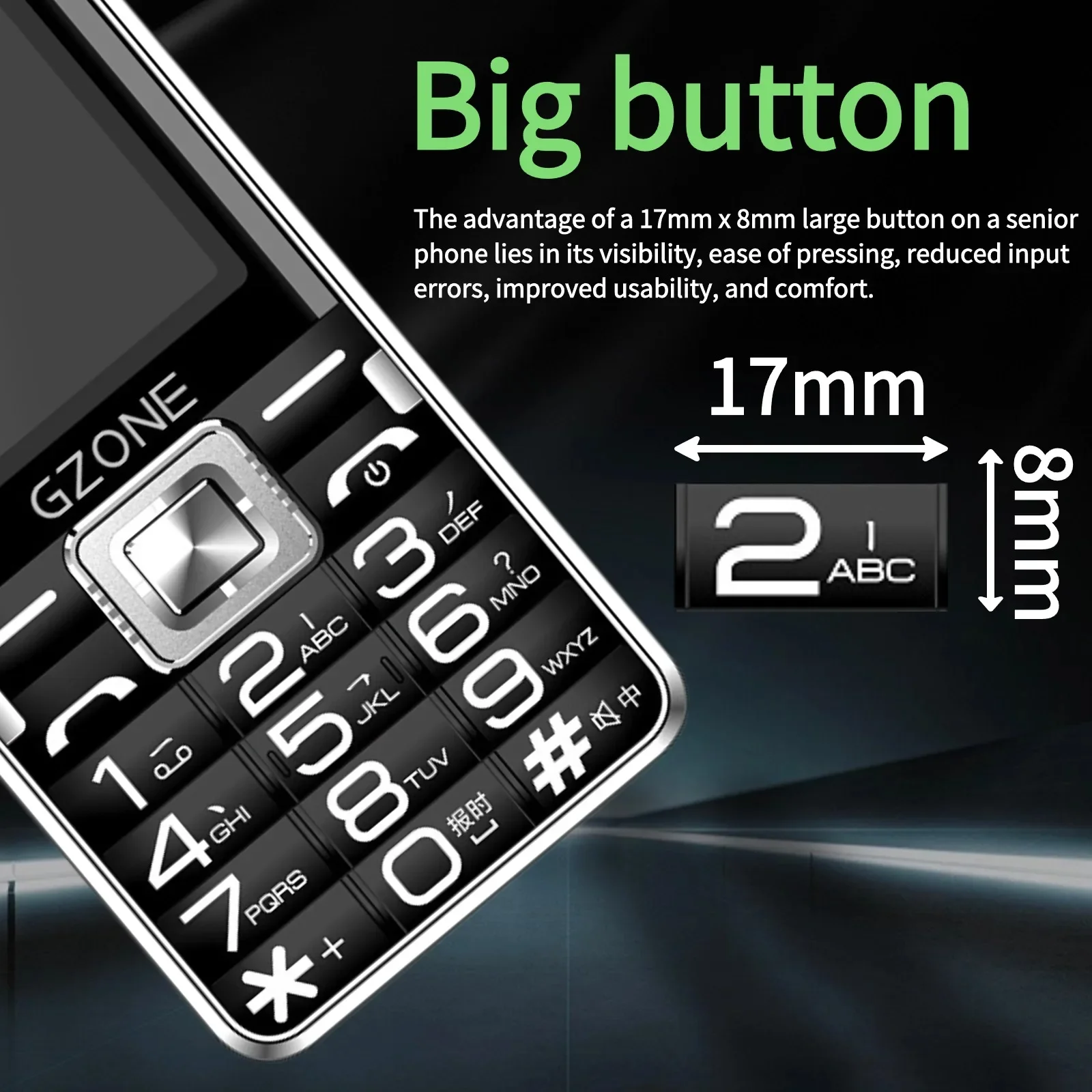 Affordable Long-Lasting Senior Mobile Speed Dial Bright Screen Huge Button Battery Clear Speaker Dual Torch Light Two Sim Cards 3