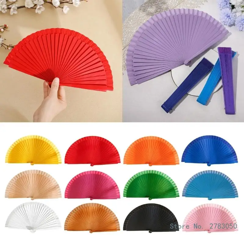 Spanish Wood Foldings Fan Solid Color Plain Modern Classical Vintage Wooden Hand Fan for Dance Perfornamnces Party Gift