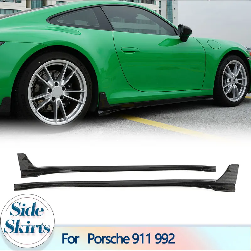 

Car Side Skirts Extensions For Porsche 911 992 Carrera T Coupe 2019-2023 Carbon Fiber Racing Side Door Bumper Apron Lip Bodykit