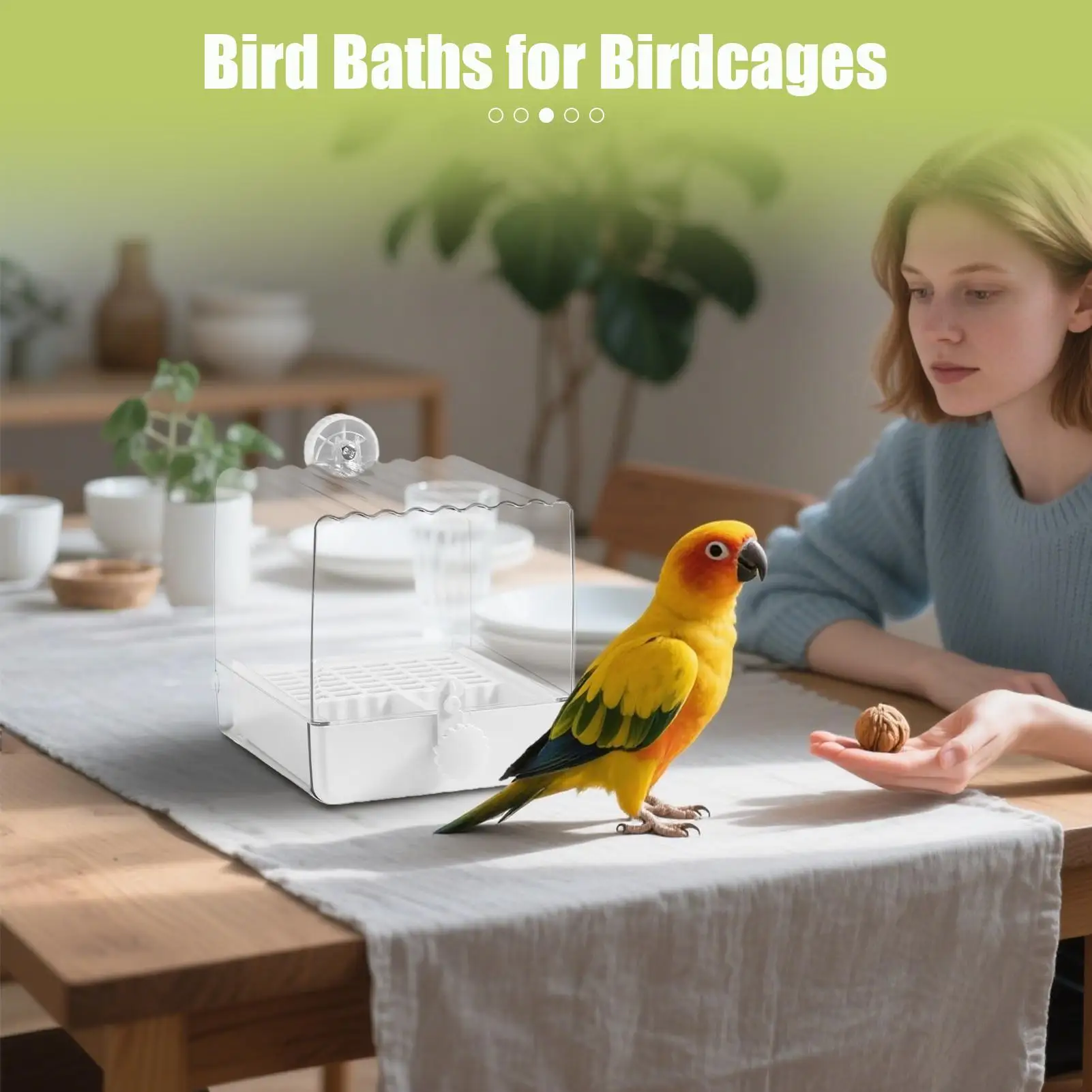 Parakeet Bath Birdbath Feeder Cockatiel Food Holder For Cage Accessories Small Medium Birds Parrots Lovebirds Finches Parakeets