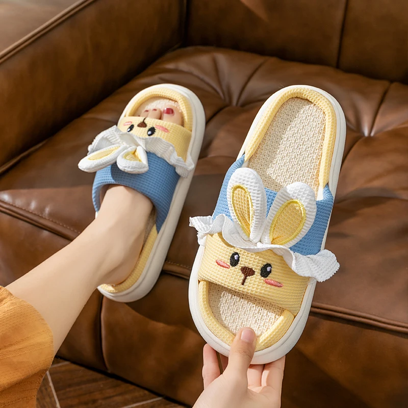 Platform Slippers Women Home Cartoon Cute Rabbit Designer Shoes Girls Casual House Fashion Popular Slides Flats Indoor Open Toe 2