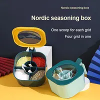 1pc Kitchen Seasoning Box With Four-compartment Integrated Multifunctional Household Kitchen Seasoning Box With Lid 2