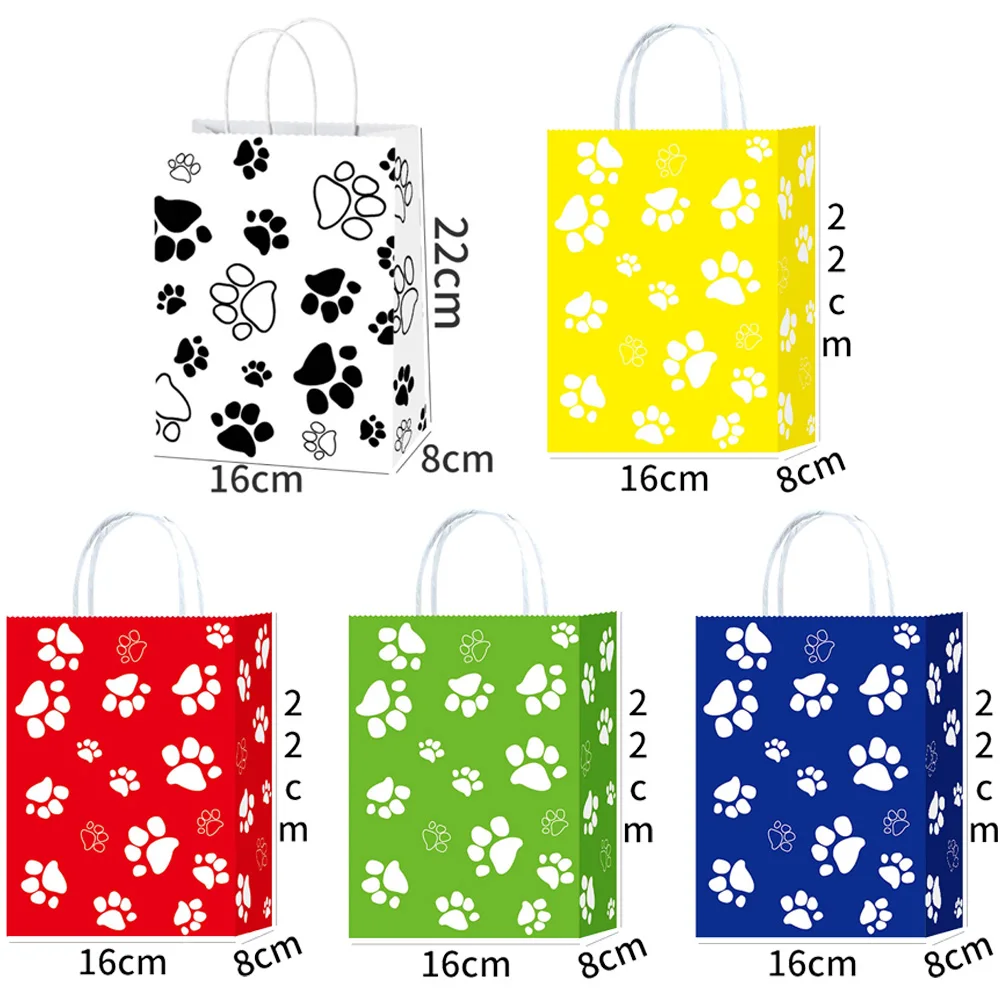 5 or 100pcs Dog Gift Bags 6.3×3.1×8.6inch Puppy Paw Print Kraft Paper Bags Multi-Color ... - SKU DGB02128 - UGI Packaging