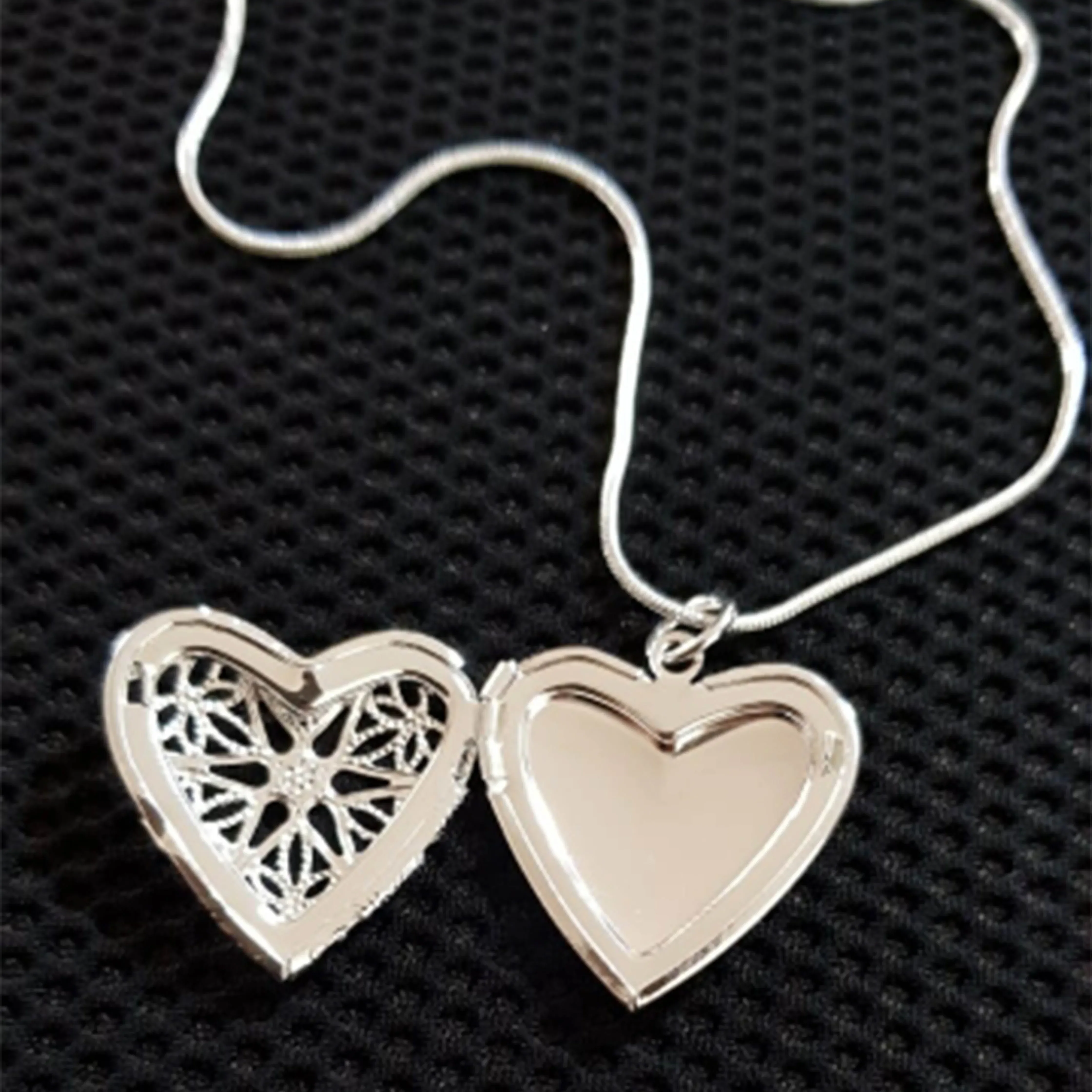 Pendant Necklace Silver Necklace Silver Pendant 925 Sterling Silver Heart Photo Frame Pendant Necklace 16-30 Inch Snake Chain For Woman Wedding Accessories