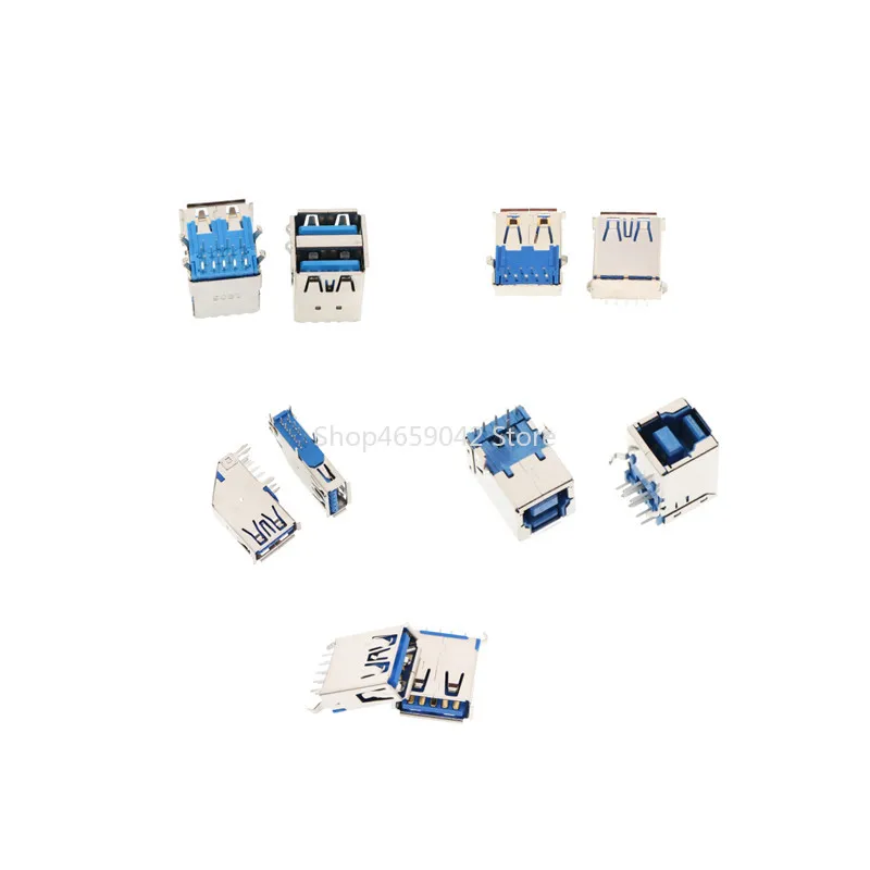 5Pcs Connettori Usb 3.0 A Tipo Femmina Af Tipo Inserimento Laterale A 90 Gradi Micro Connettore Per Trasmissione Dati Ad Alta Velocità Da 180 Gradi