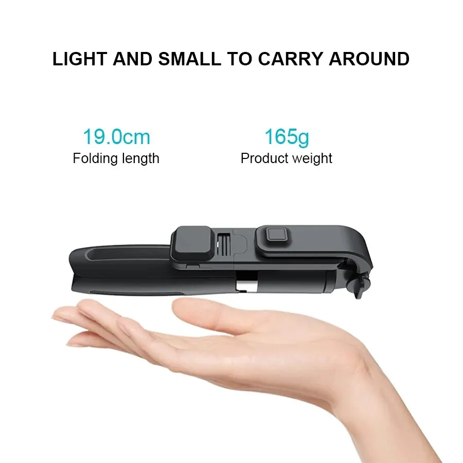 INRAM-L02s Wireless Bluetooth Handheld Gimbal Stabilizer Mobile Phone Selfie Stick Tripod with Fill Light Shutter for iPhone 14