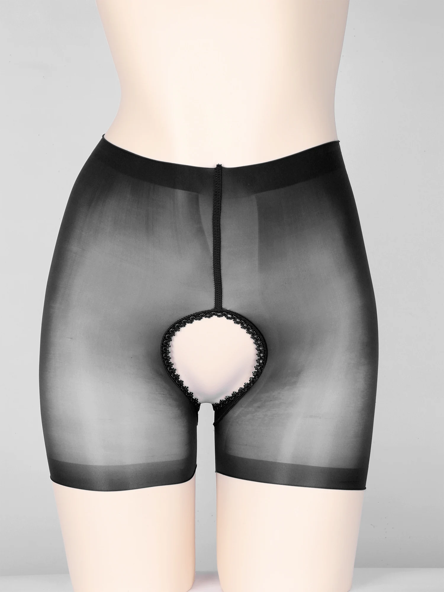 Adult Boxer Briefs Hot Pants Womens Man Crotchless Sheer Mesh Panties See-through Underpants Lingerie Stretchy Shorts Underwear
