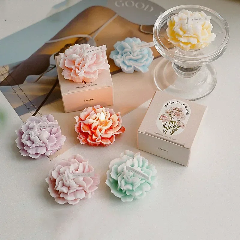 Handmade Carnation Scented Soy Wax Candle for Aromatherapy & Home Decor