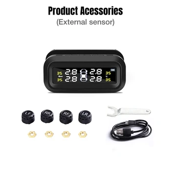 Solar Power TPMS Tire Pressure Sensor Pressure Gauge Digital Display Car Tire Pressure Monitor System