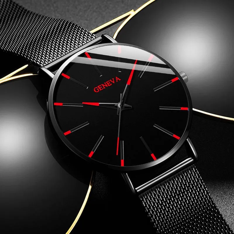 Geneva Watch Men Ultra Thin Watches Black Steel Mesh Band Quartz  Wristwatches Men Sports Watches Montre Homme Horloge Heren - Quartz  Wristwatches - AliExpress