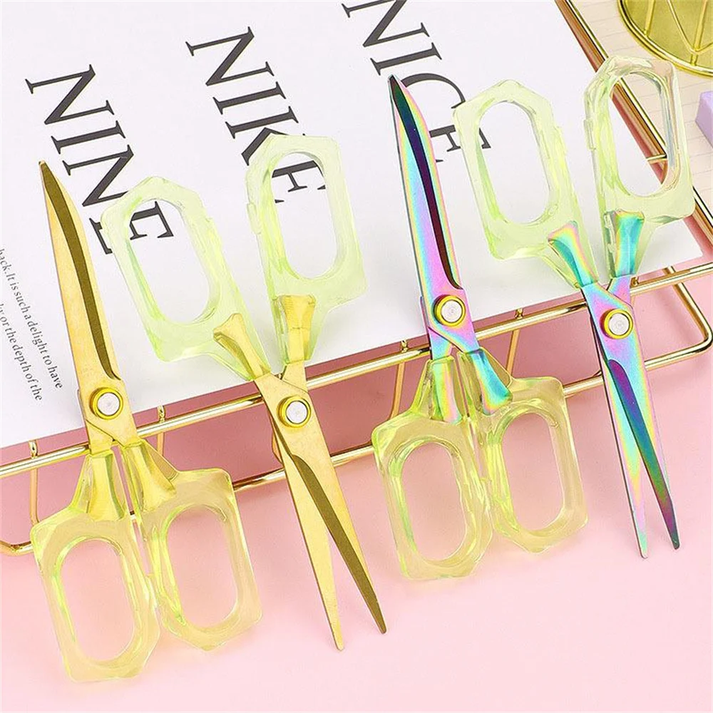 미적 사무용품 공예 가위, 투명 성인 가위, 사무실 학교 및 가정용 테이프, 종이 절단, 1 PC