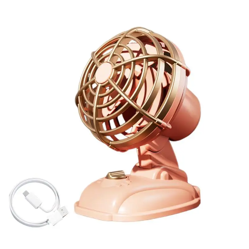 Vintage-Inspired Ultra Silent USB Rechargeable Portable Desktop Fan with Dual Speed Settings