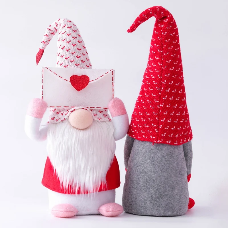 Valentines Day Faceless Gnome Plush Doll Envelope Love Heart Elf Doll Home Desktop Ornaments Wedding Party Figurines Decoration 2