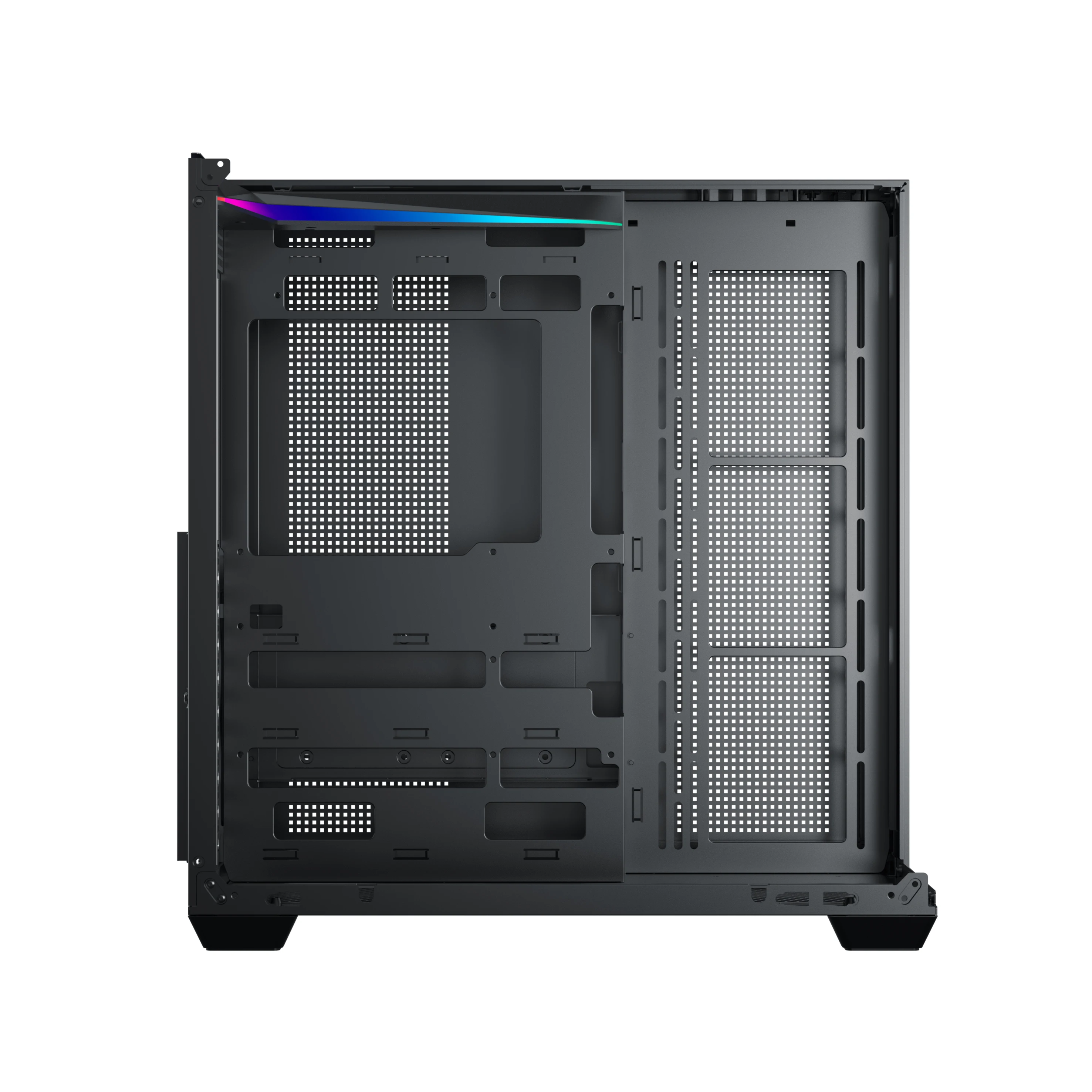 XIGMATEK Vqua V 블랙/화이트 섀시 삼면 프레임리스 강화유리 호스트 ATX/M-ATX 메인보드 지원 타입-C+USB3.0x2
