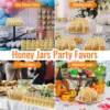 Mini Honey Jars with Dipper , Mini Glass Jars with Lids/Wooden Dippers/Bee Pendants/Gift Bags/Tags/,Small Honey Jars forWedding 4