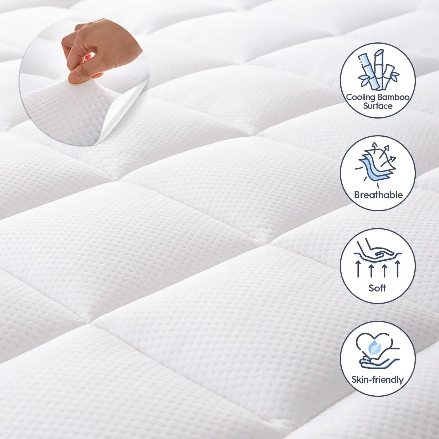 ELEMUSE Dual Layer 3 Inch Memory Foam Mattress Topper Queen Size, 2 Inch Cooling Gel Memory Foam Plus 1 Inch Down Alternativ 3