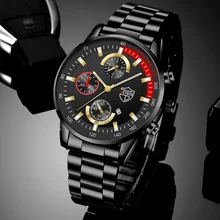 Fashion Mens Watches for Men Business Stainless Steel Quartz Wrist Watch Man Luxury Leather Watch