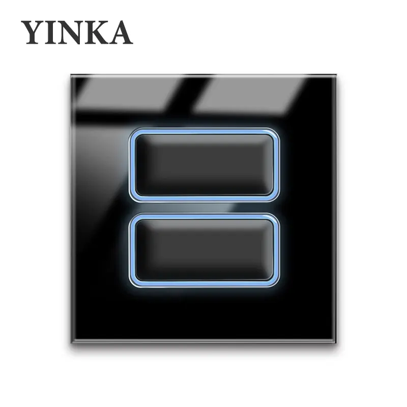 YINKATemperedGlassLightSwitchLEDLightRingWallSwitchPanel12