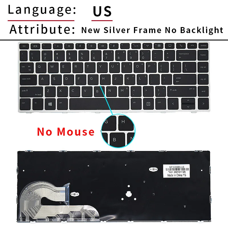 us clavier portable russe pour hp elitebook avec