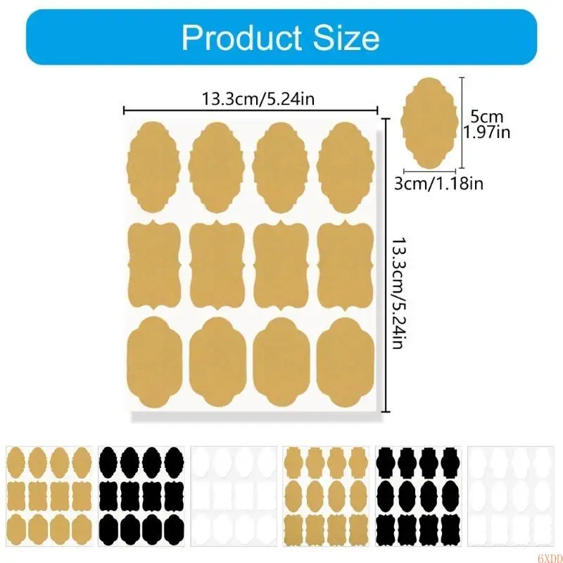 6XDD 120PCS Fancy Kraft Label Sticker Adhesive Gift Note for Essential Oil Jars Crafts and Homemade Items