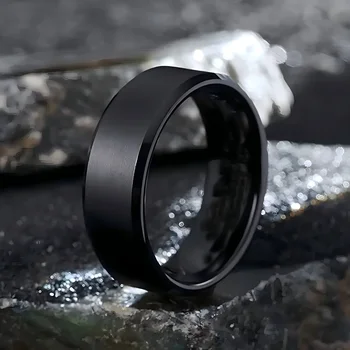 Fashion Charm Jewelry Ring for Men Women Stainless Steel Black Rings Wedding Engagement High Quality Matte Male Accessory 1