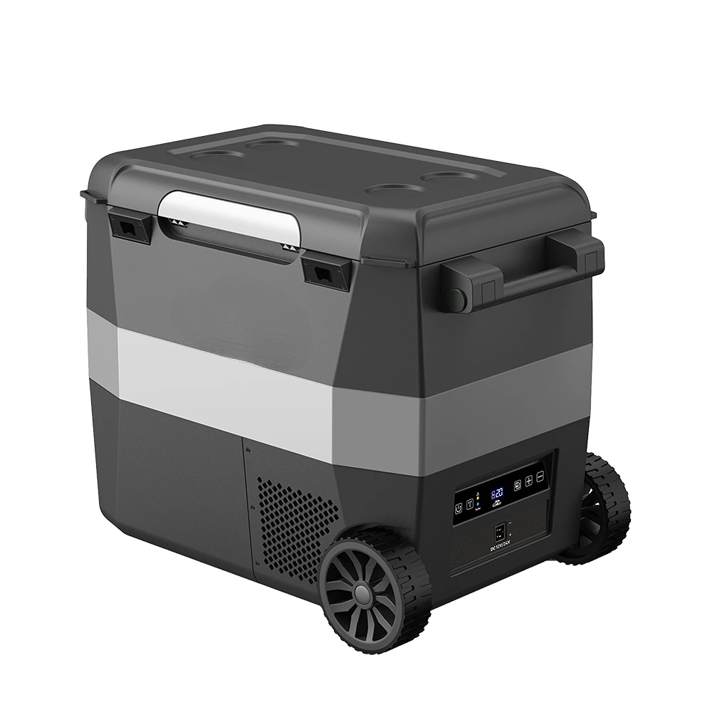 

multicolor OEM portable car fridge big capacity dual zone portable camping fridge with folding handle mobile fridge